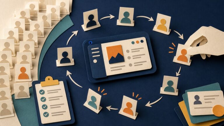 Individual customer cards moving through a hands-on SaaS first-use testing loop.