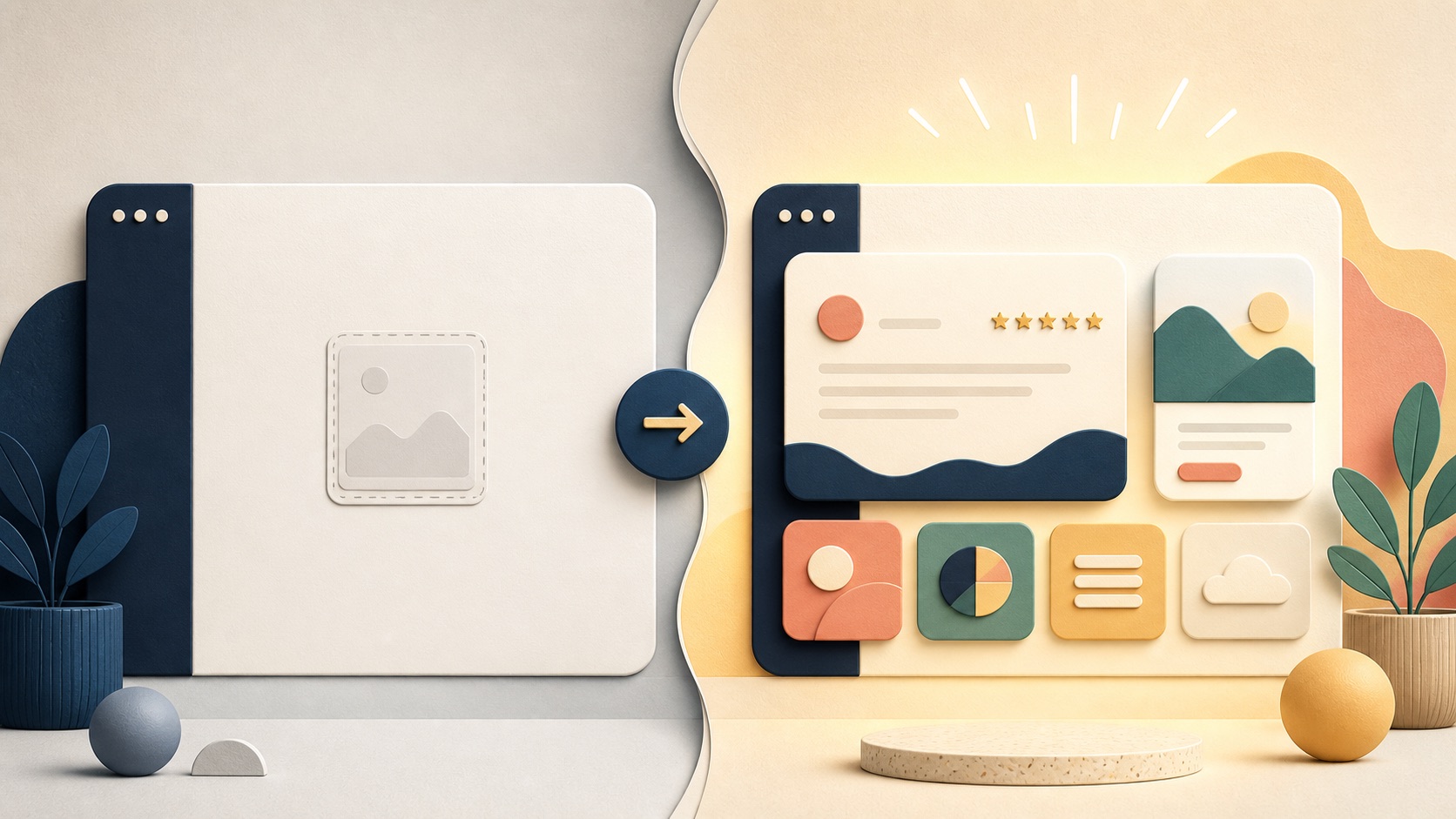An empty product screen transformed into a useful example with sample content
