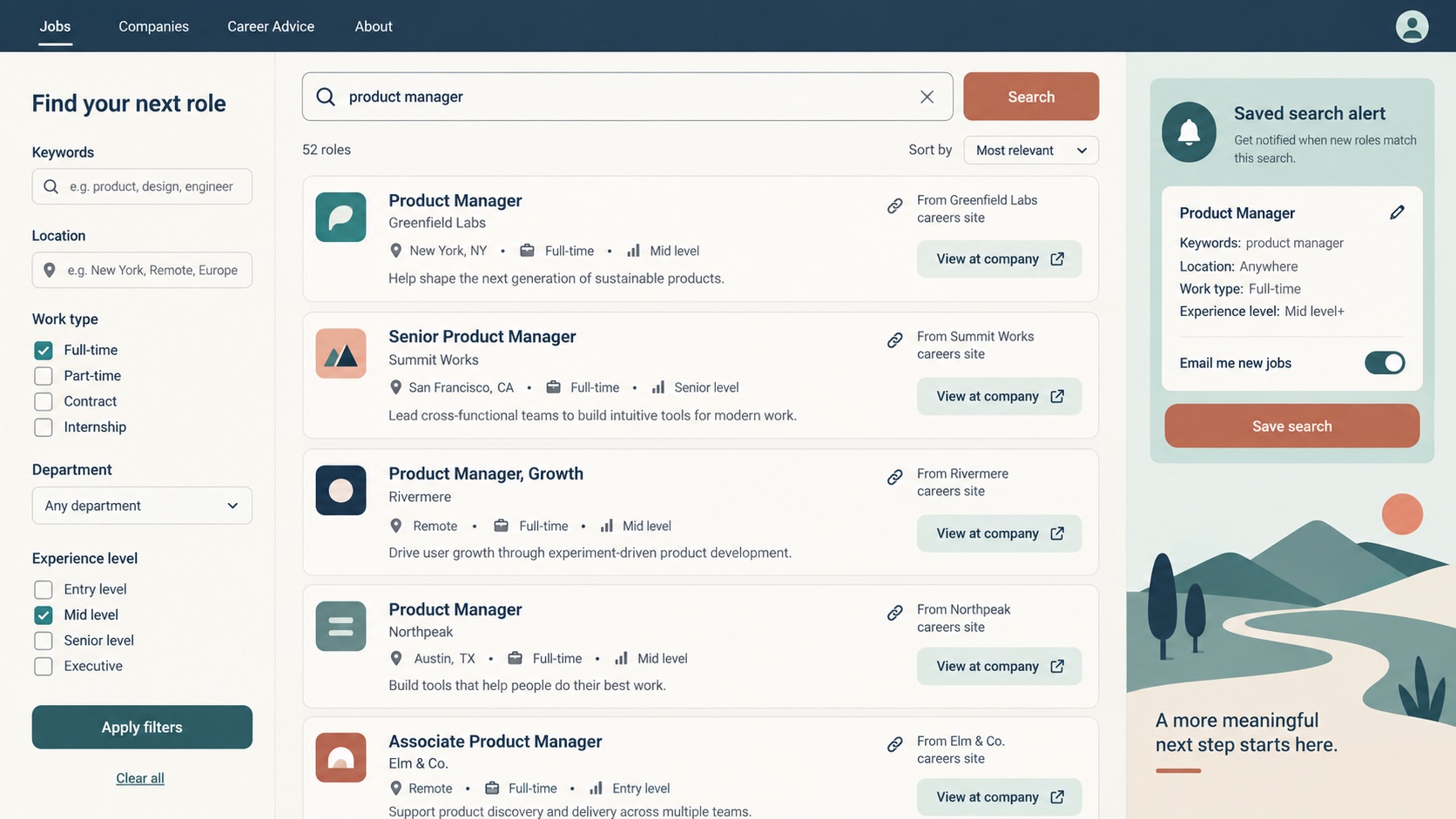 Illustrative product workflow for Career Hound; not an actual product screenshot