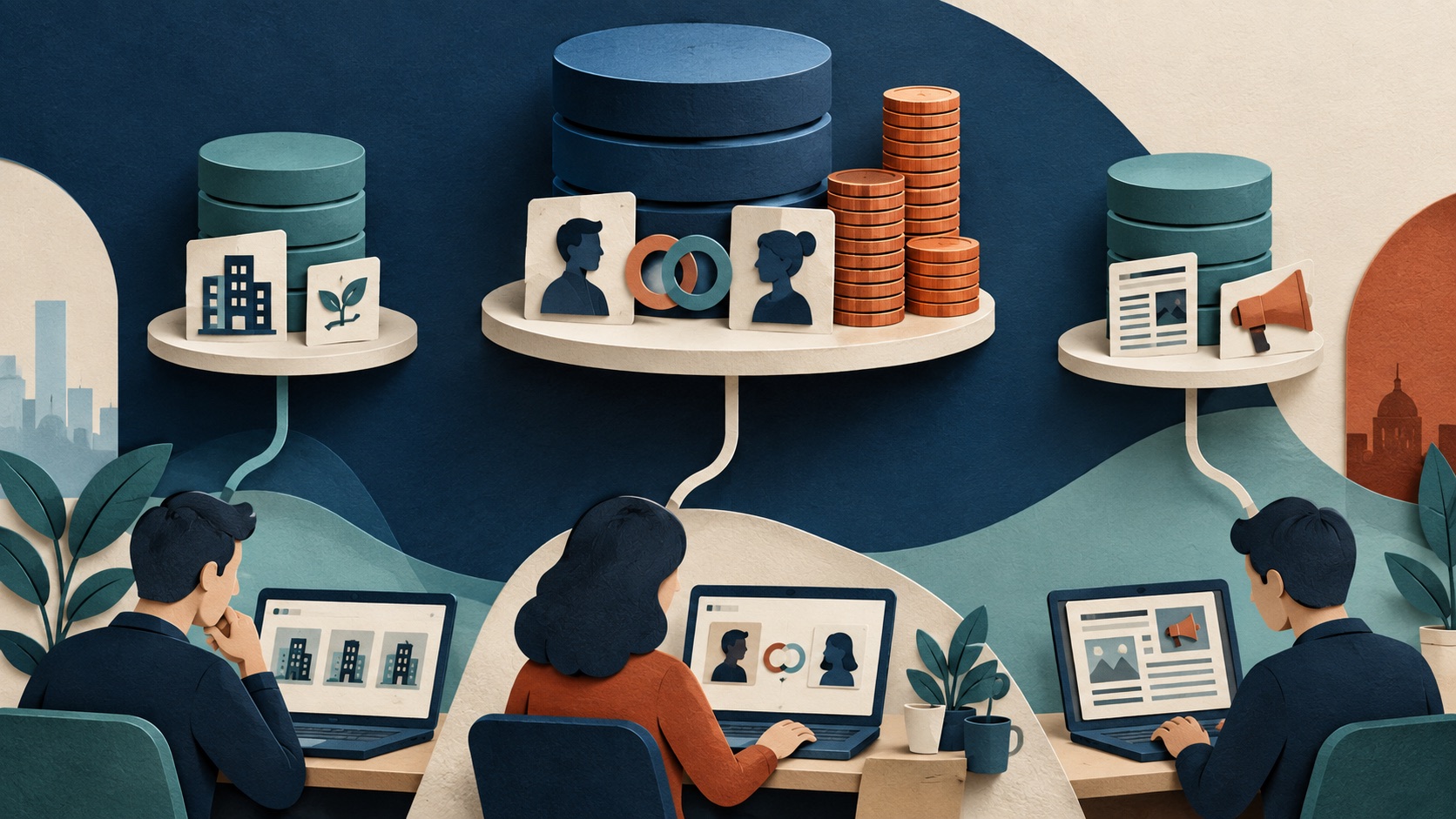 Three database products serve fundraising and media-outreach tasks, with AngelMatch representing most reported revenue